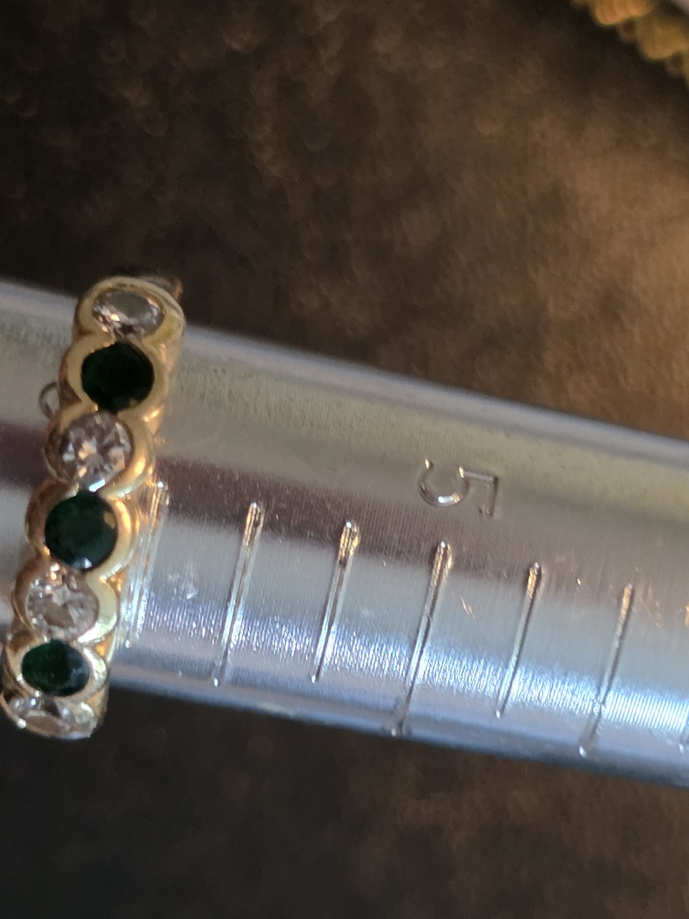 14kt Gold Band Ring with Emerald and Diamonds